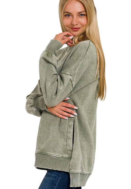 Hello Cozy Crewneck ~ Olive Grove