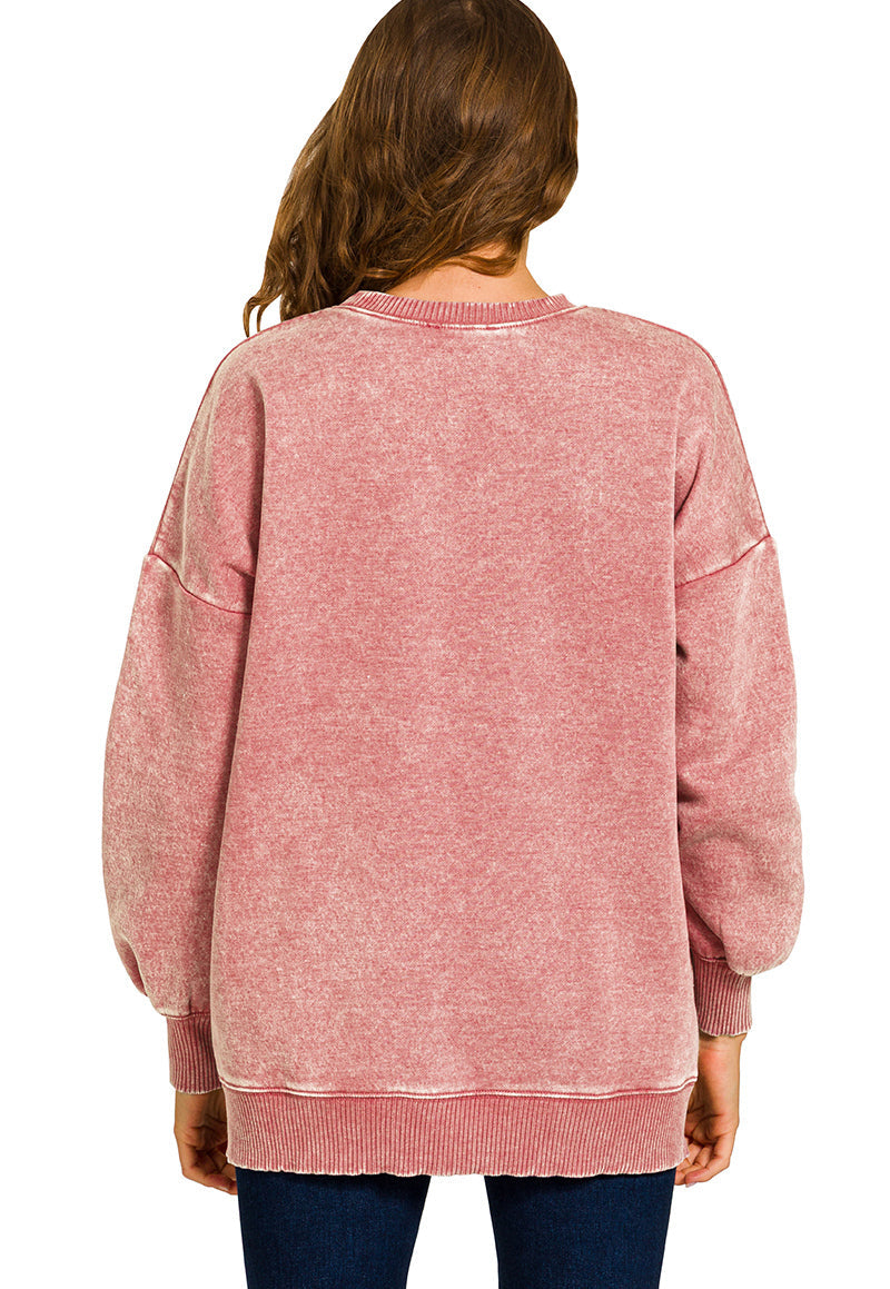 Hello Cozy Crewneck ~ Vintage Rose