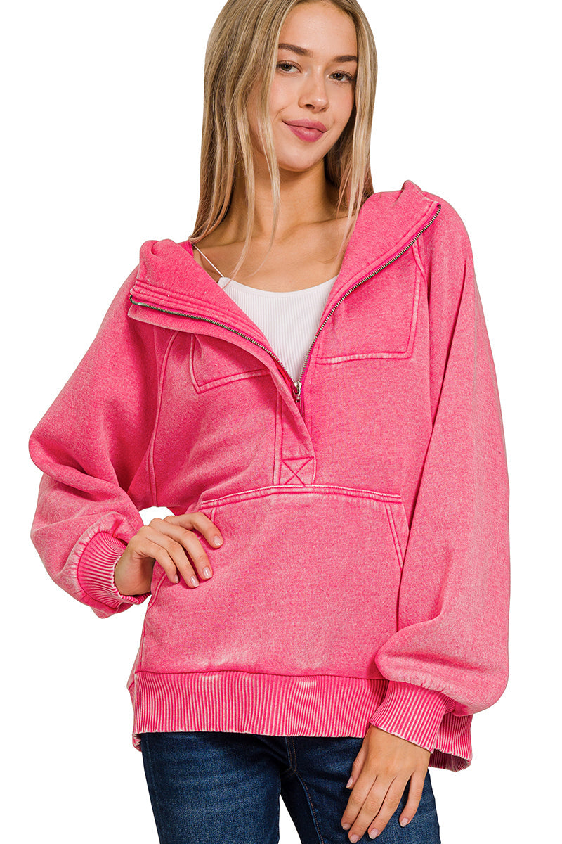 Frosted Ridge Hoodie ~ Vintage Neon Pink