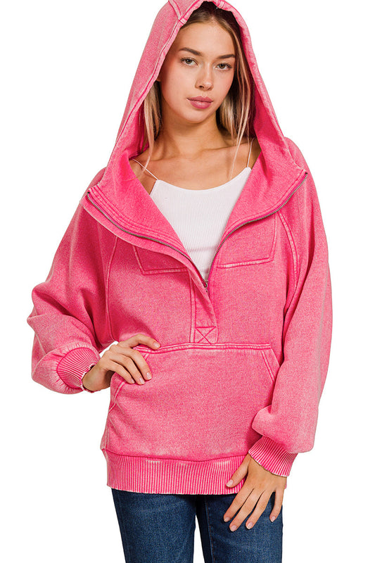 Frosted Ridge Hoodie ~ Vintage Neon Pink