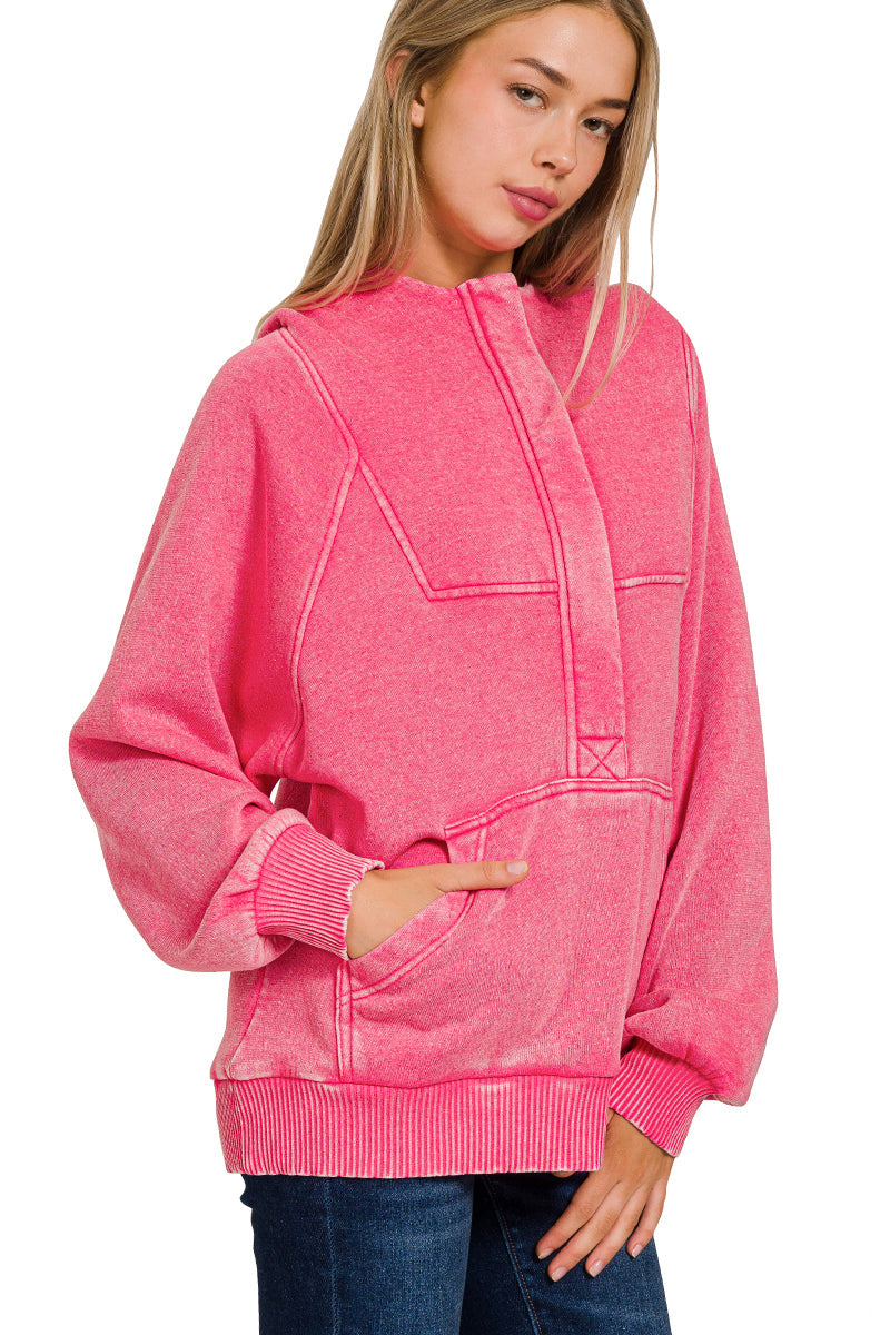 Frosted Ridge Hoodie ~ Vintage Neon Pink