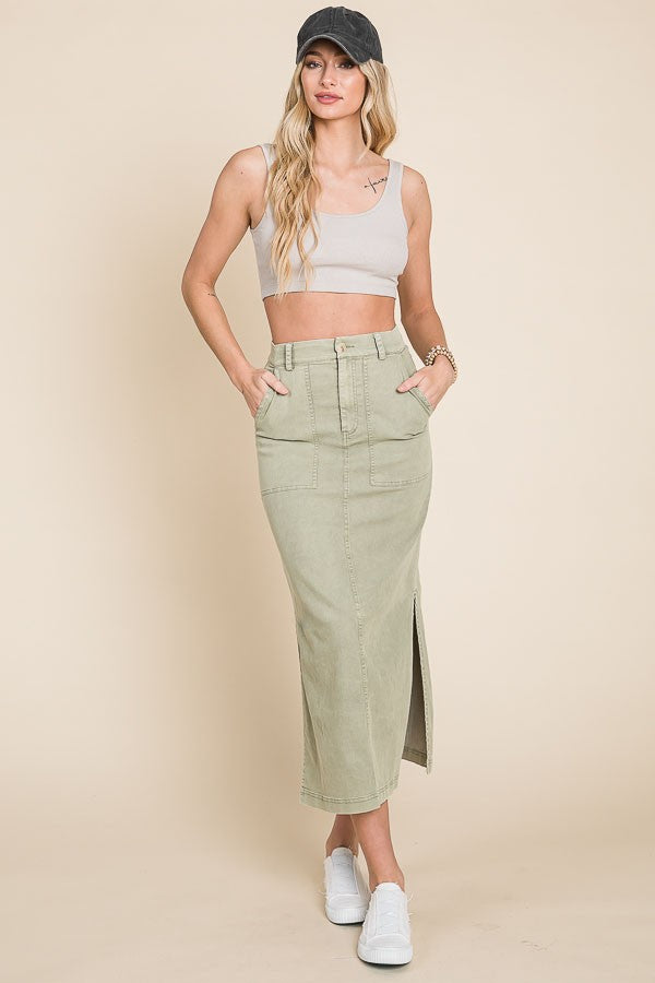 Wanderway Olive Midi Skirt