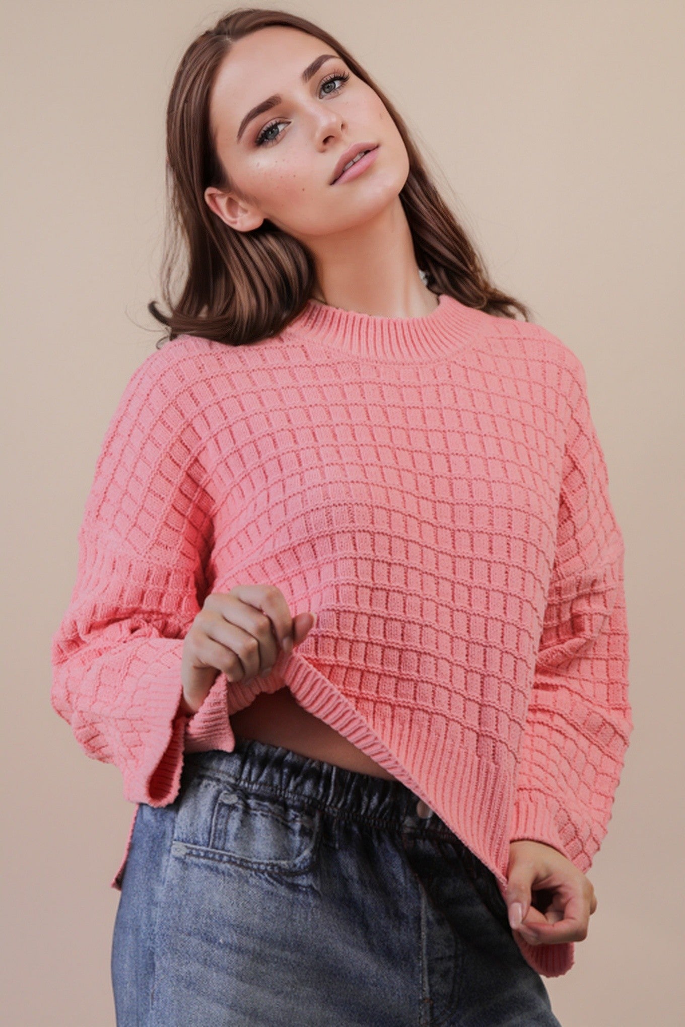 Coral Haven Textured Pullover
