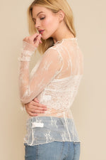 Load image into Gallery viewer, Flirty Lace Mesh Top ~ Off White
