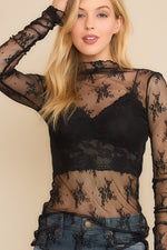 Load image into Gallery viewer, Flirty Lace Mesh Top ~ Black
