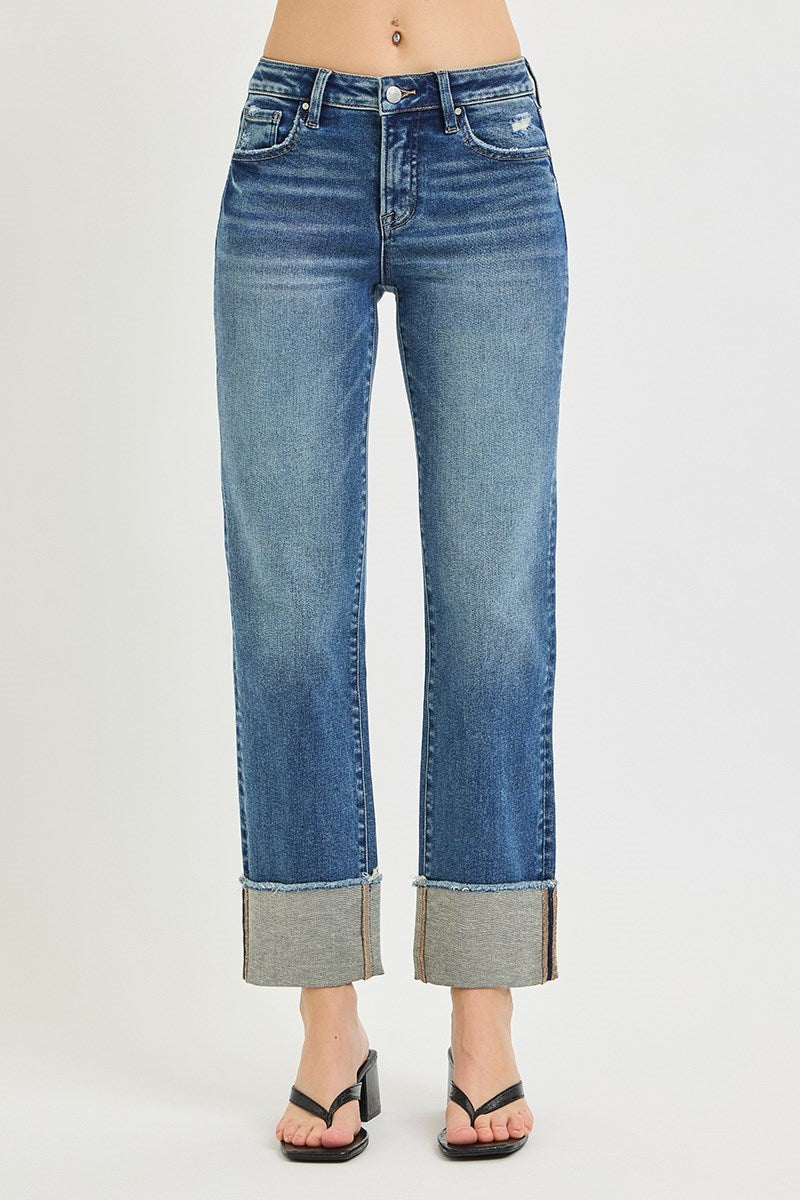 Risen Mid-Rise Turn It Up Cuffed Jeans