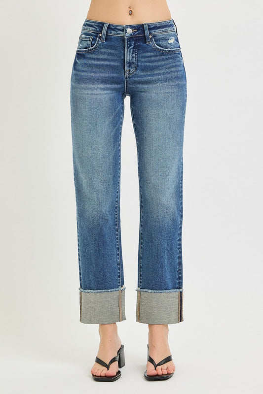 Risen Mid-Rise Turn It Up Cuffed Jeans
