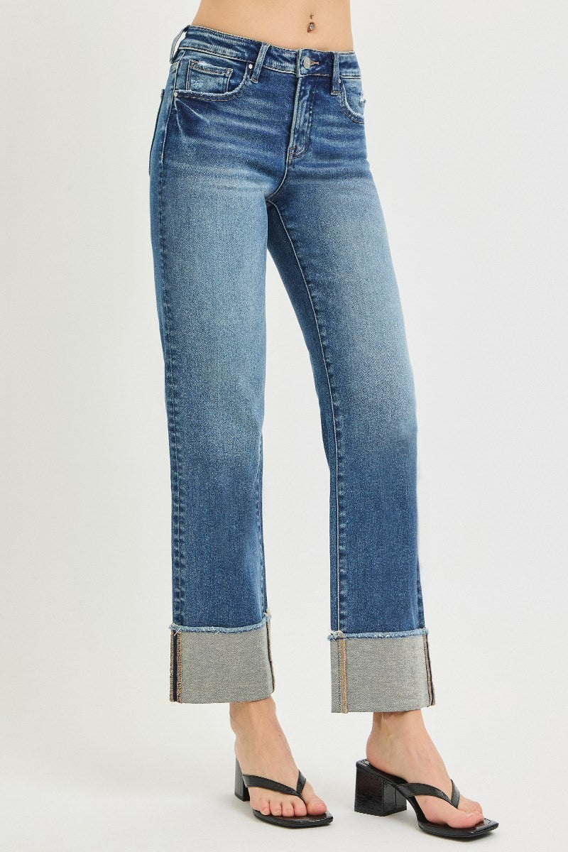 Risen Mid-Rise Turn It Up Cuffed Jeans