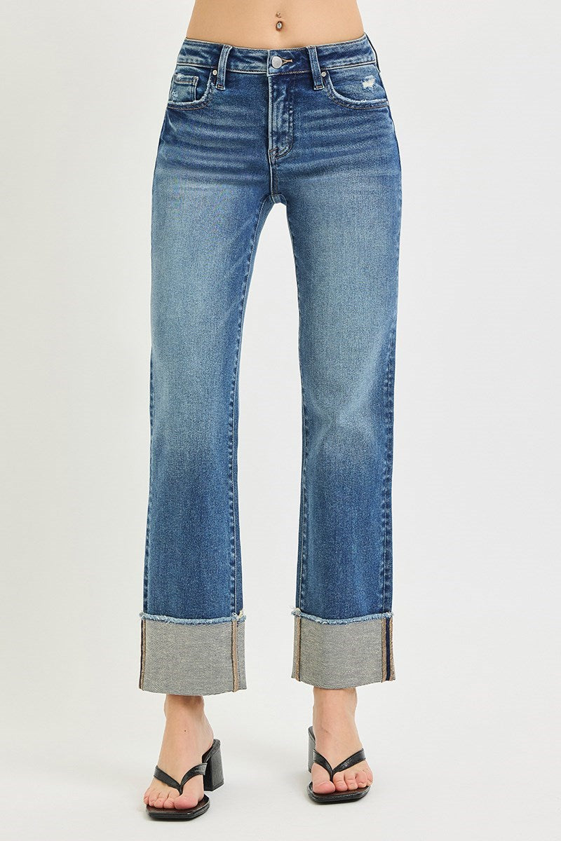 Risen Mid-Rise Turn It Up Cuffed Jeans