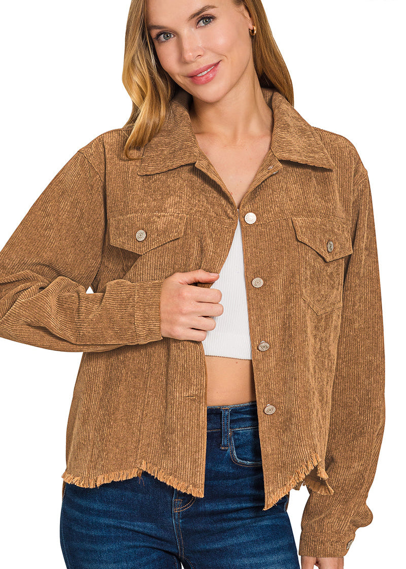 Frayed Hem Corduroy Shackett
