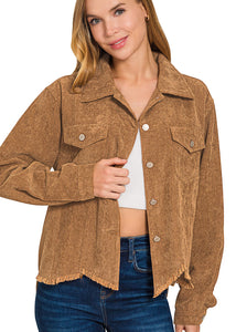 Frayed Hem Corduroy Shackett