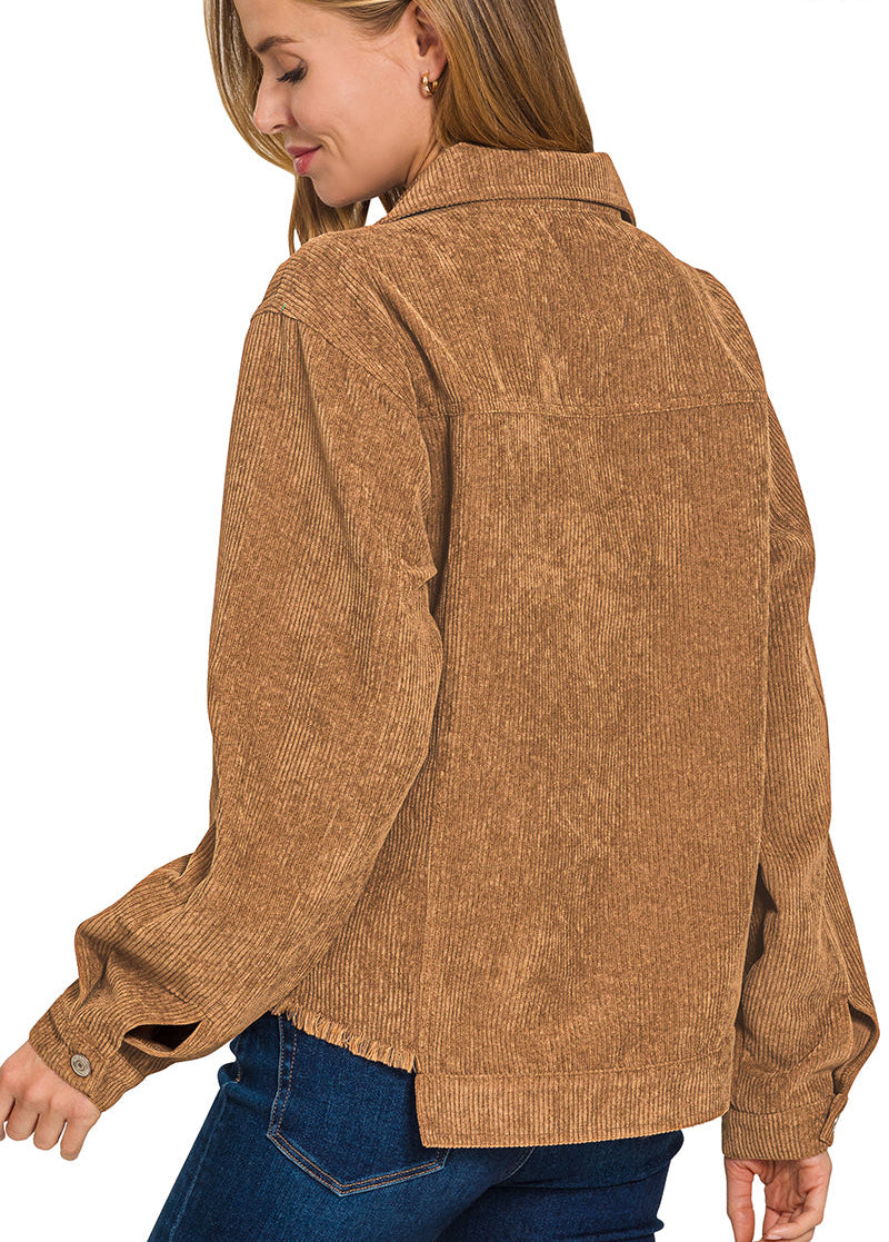Frayed Hem Corduroy Shackett