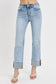 Risen High Rise Straight Cuffed Jeans
