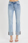 Risen High Rise Straight Cuffed Jeans
