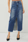 Risen High Rise Denim Maxi Skirt