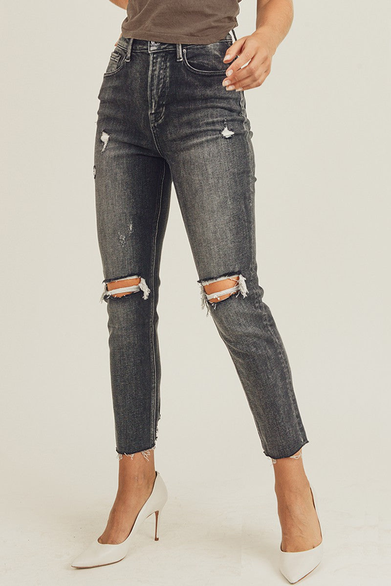 Risen High Rise Relaxed Fit Black Wash Skinny