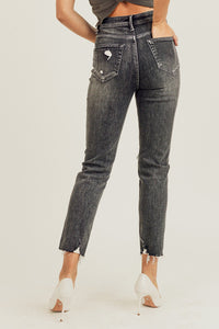 Risen High Rise Relaxed Fit Black Wash Skinny