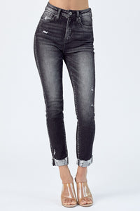 Risen High Rise Vintage Washed Cuffed Skinnies