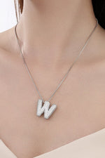 Load image into Gallery viewer, Initial Pave Rhinestone Bubble Necklace - Silver
