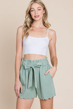 Load image into Gallery viewer, Sage Scalloped Shorts

