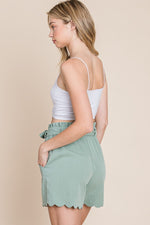 Load image into Gallery viewer, Sage Scalloped Shorts
