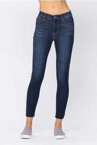 Judy Blue Mid-Rise Raw Hem Skinny