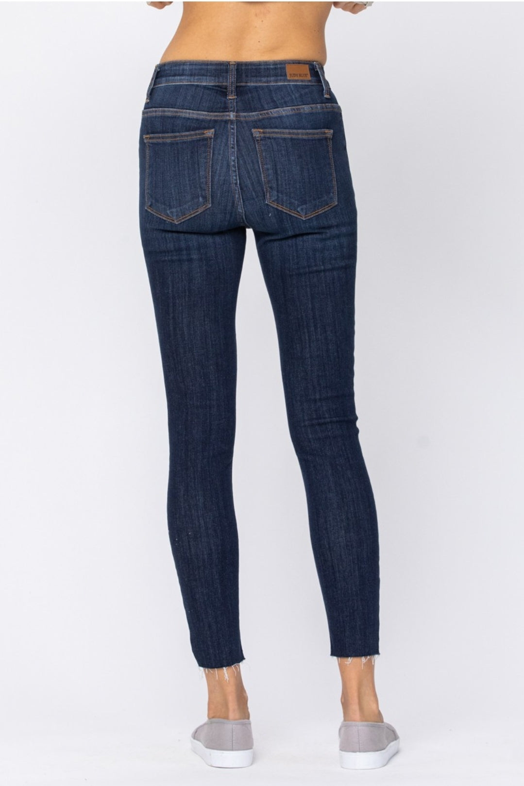 Judy Blue Mid-Rise Raw Hem Skinny