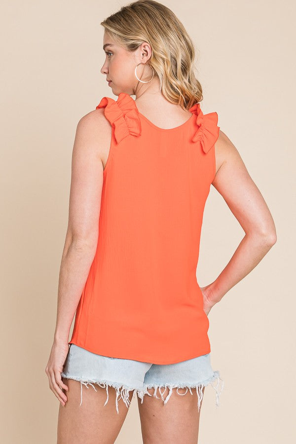 Pop of Pretty Ruffle Top - Orange Crush
