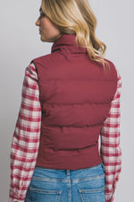 Load image into Gallery viewer, Burgundy Slim-Fit Puffer Vest
