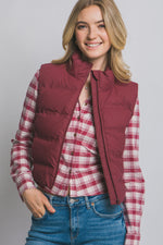 Load image into Gallery viewer, Burgundy Slim-Fit Puffer Vest
