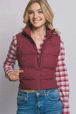 Load image into Gallery viewer, Burgundy Slim-Fit Puffer Vest
