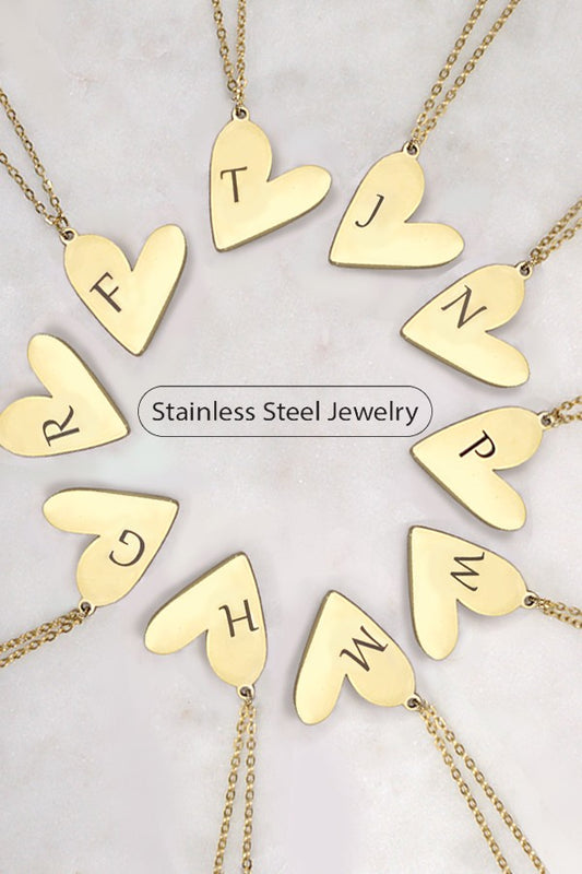 Heart Initial Pendant Necklace ~ 18k Gold Dipped