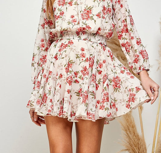I Got You Babe Floral Skirt Ivory