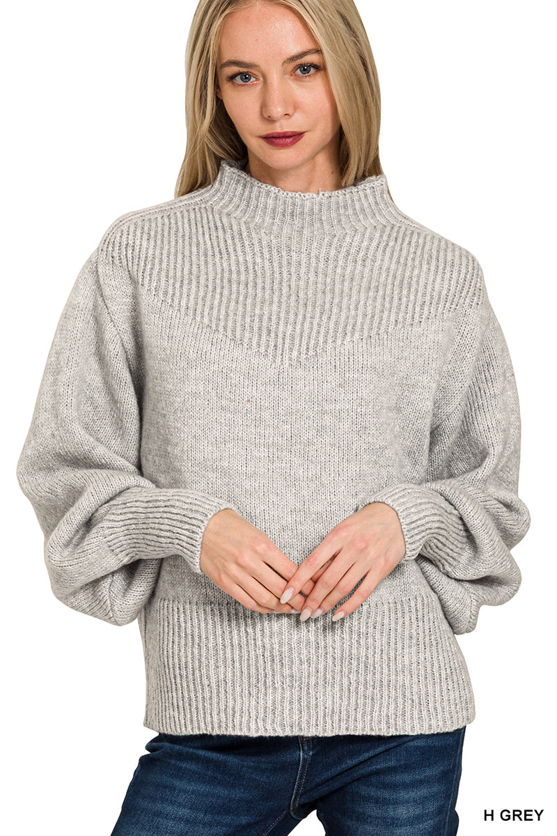 Modern Muse Mock Neck Sweater ~ Gray