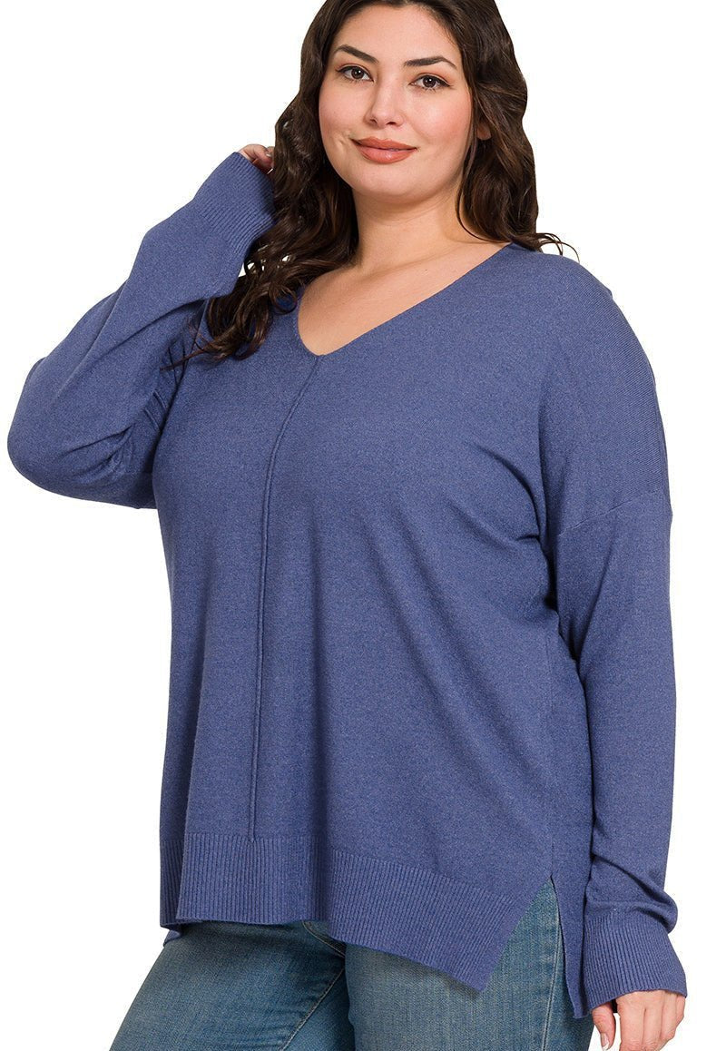 My Cozy Life Front-Seam Sweater - Marlin