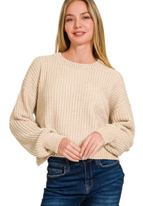 Chenille Round Neck Sweater ~ Beige