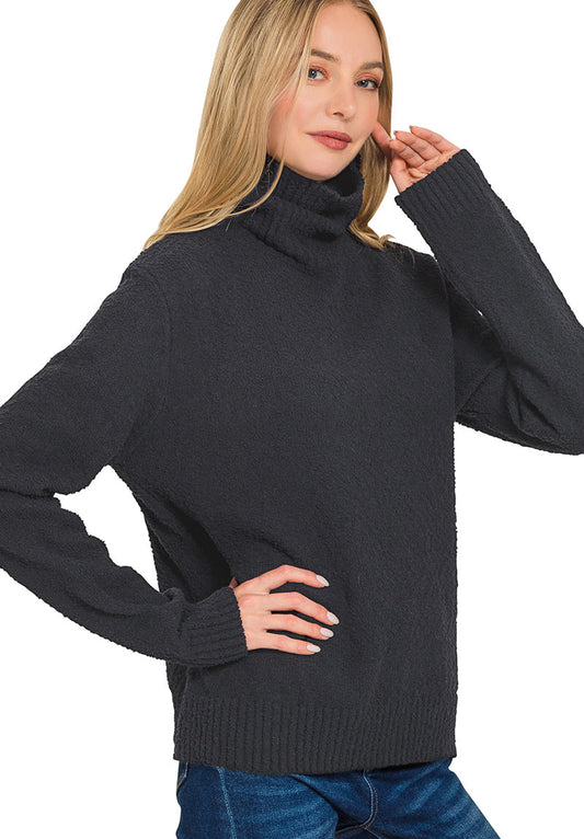 Plush Perfection Turtleneck Sweater ~ Black
