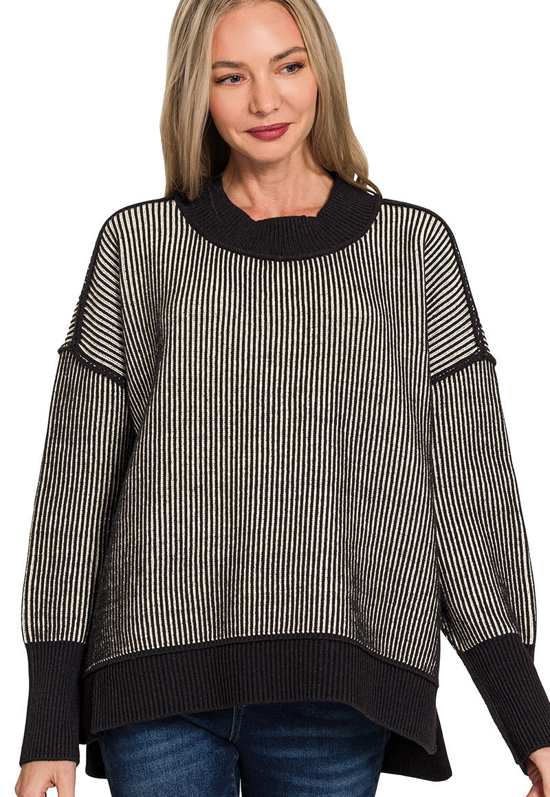 Two-Tone Haven Sweater ~ Black