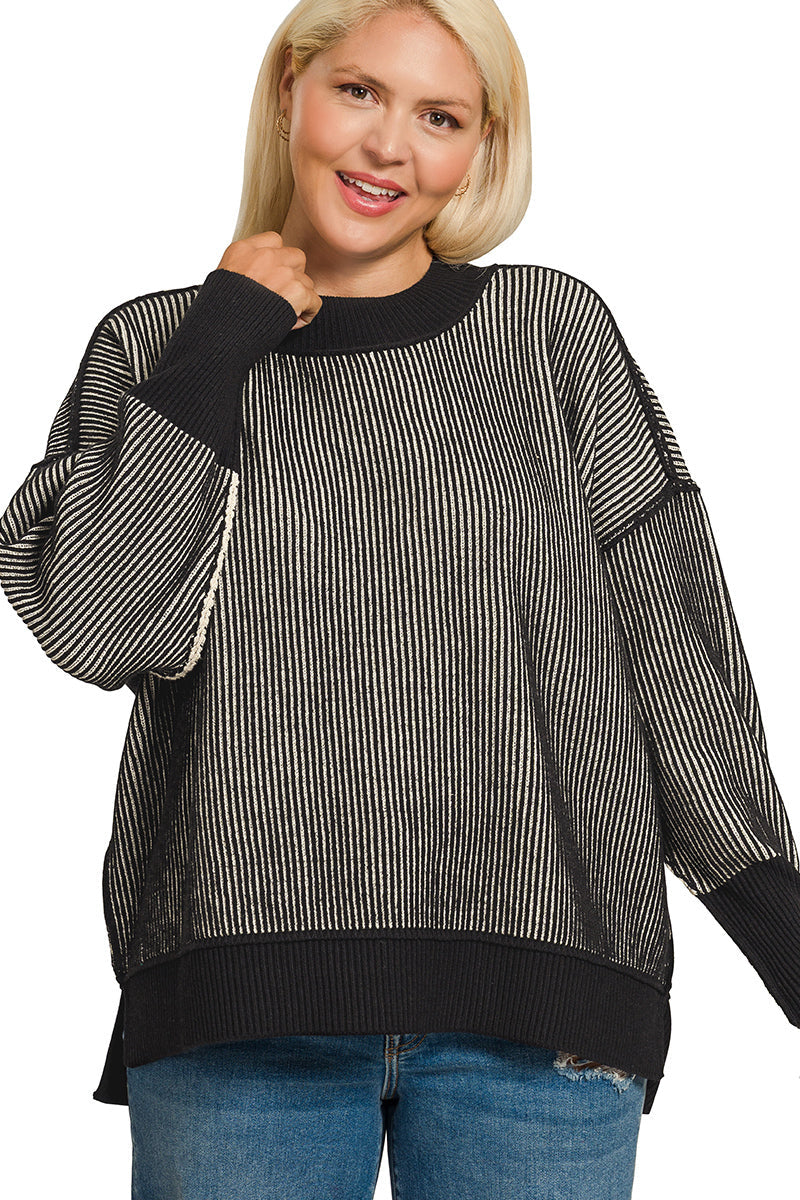 Two-Tone Haven Sweater ~ Black