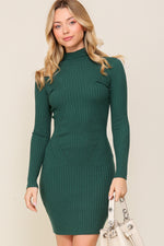 Load image into Gallery viewer, Perfect Timing Mock Neck Sweater Dress Hunter Green
