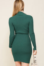 Load image into Gallery viewer, Perfect Timing Mock Neck Sweater Dress Hunter Green
