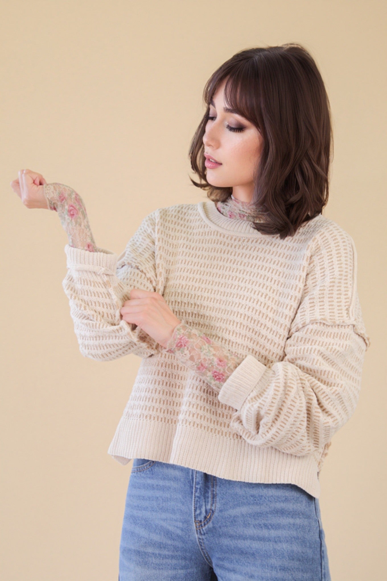 Sandstone Textured Knit Sweater