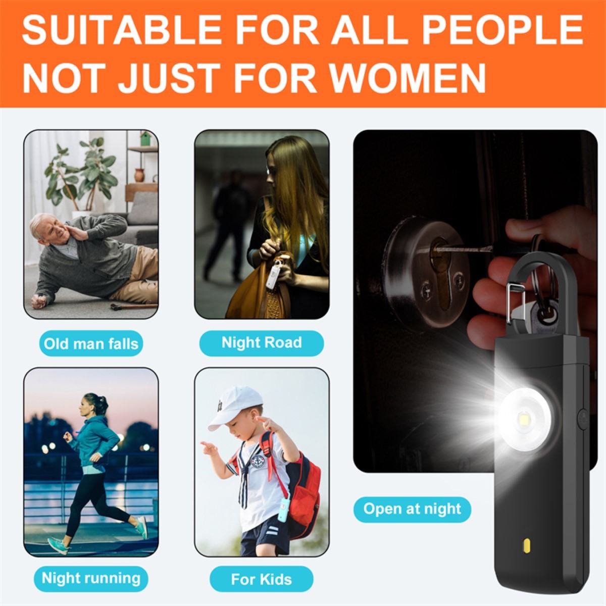 Rechargeable Personal Safety Alarm and Flashlight