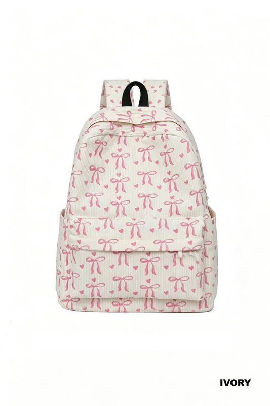 Coquette Bow Corduroy Backpack