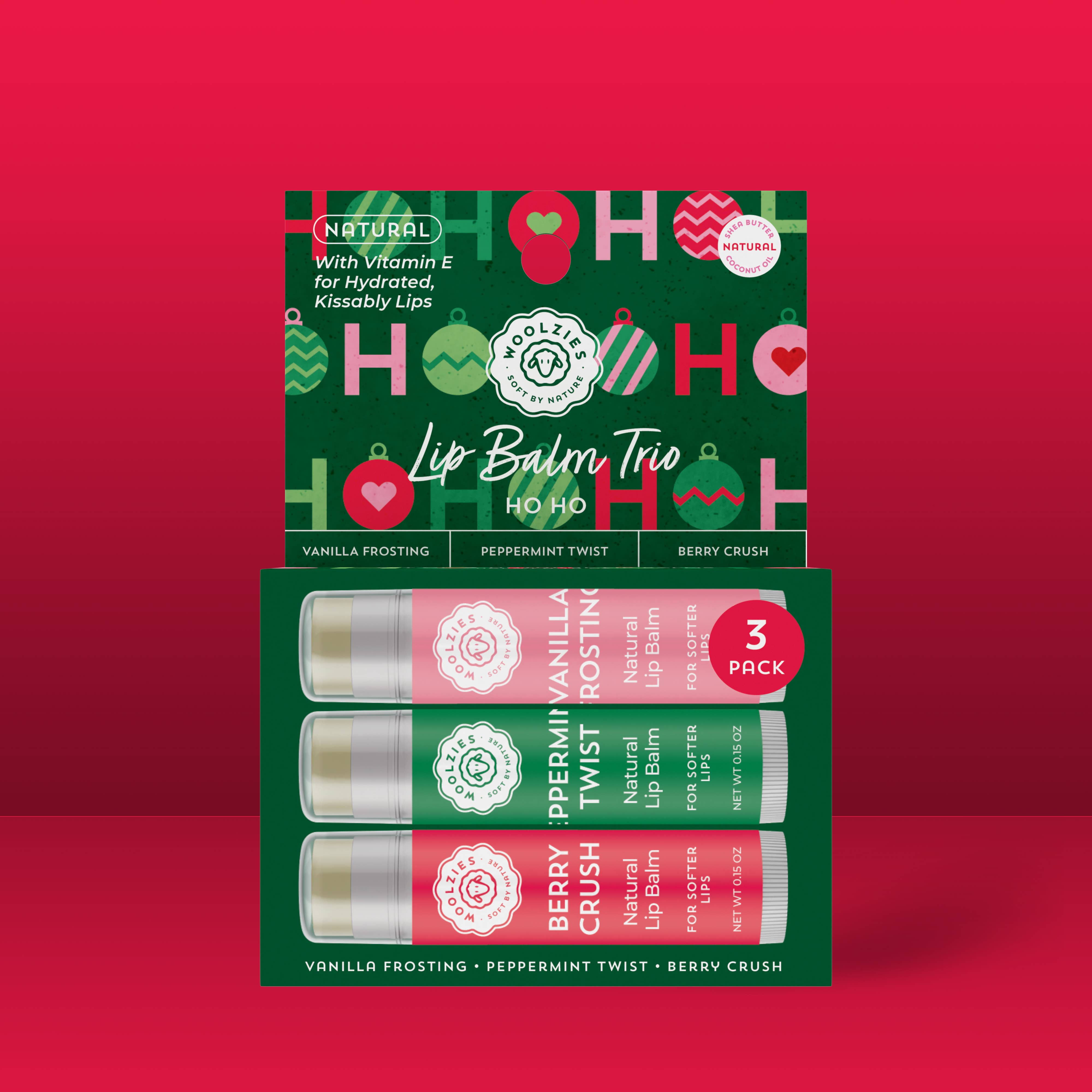Natural Shea Butter Lip Balm Trio – HO HO Holiday