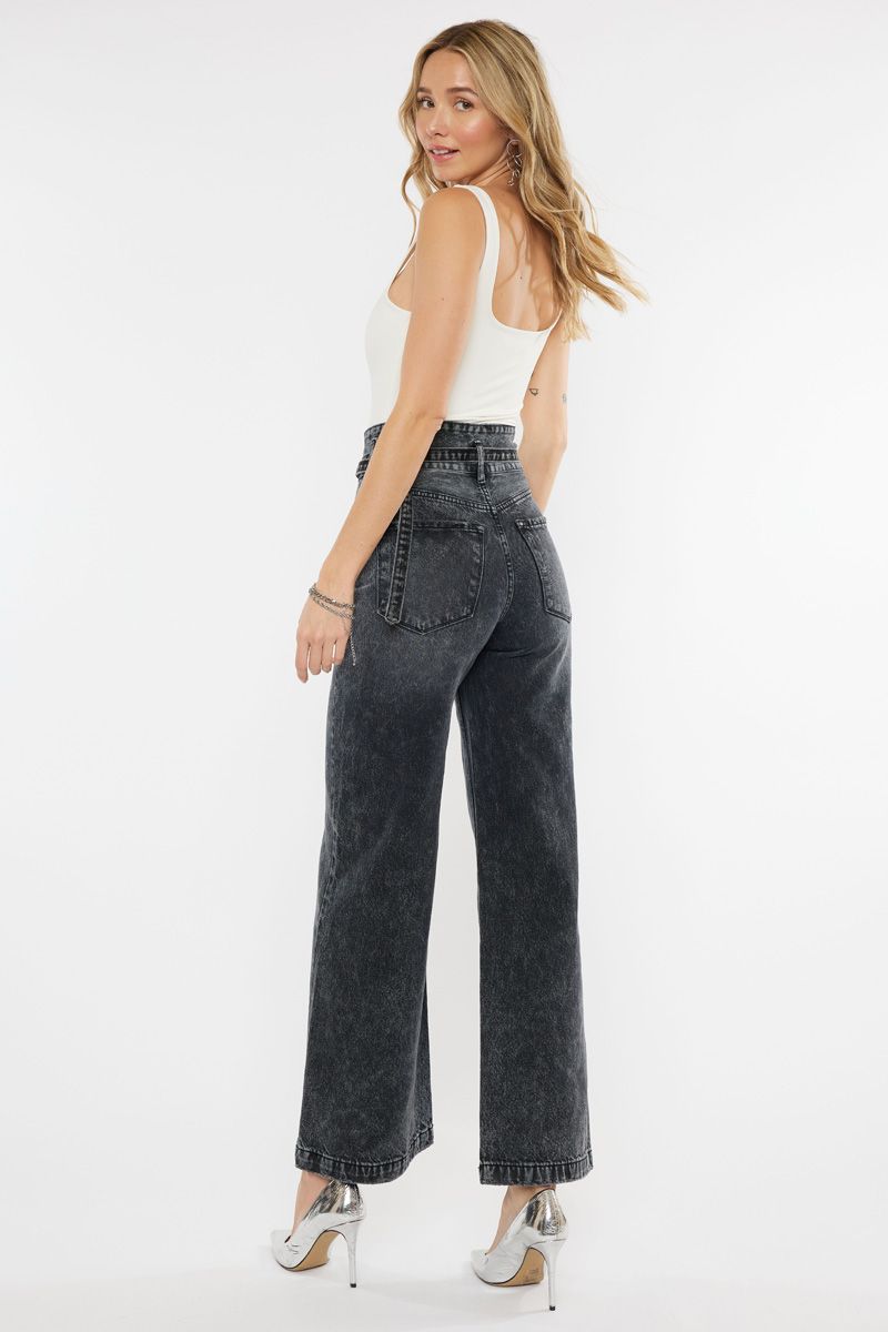 KanCan Zinc Ultra High Rise Belted 90's Wide Leg Jeans