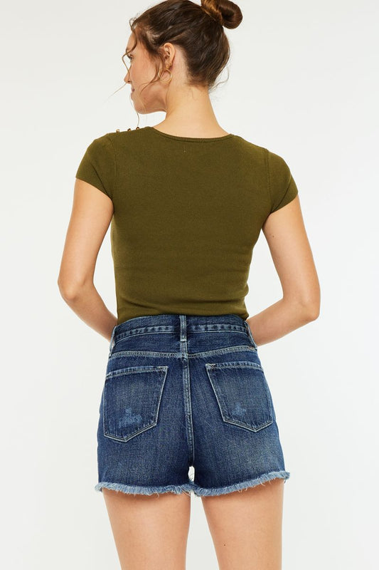 KanCan Rebel Rise Dark Wash Denim Shorts