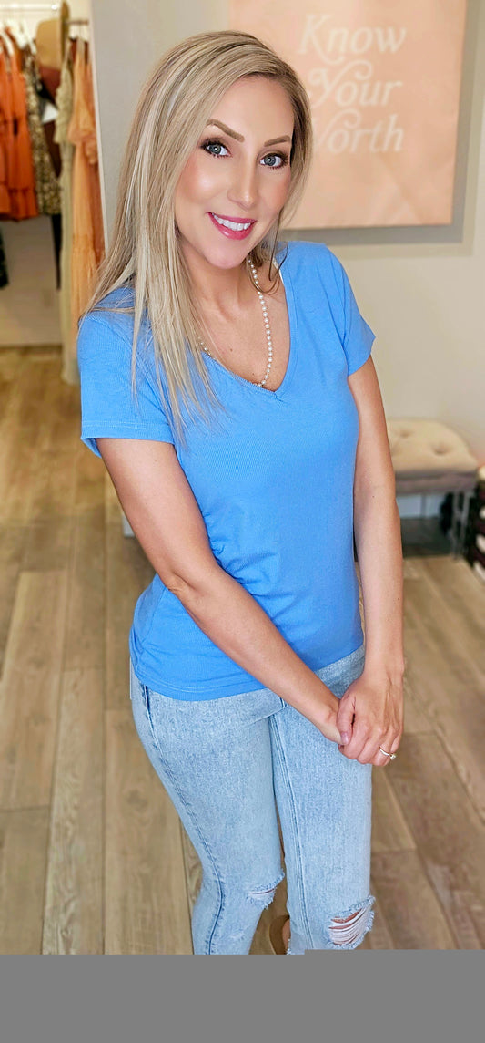 Hold Tight Ribbed V-Neck Tee