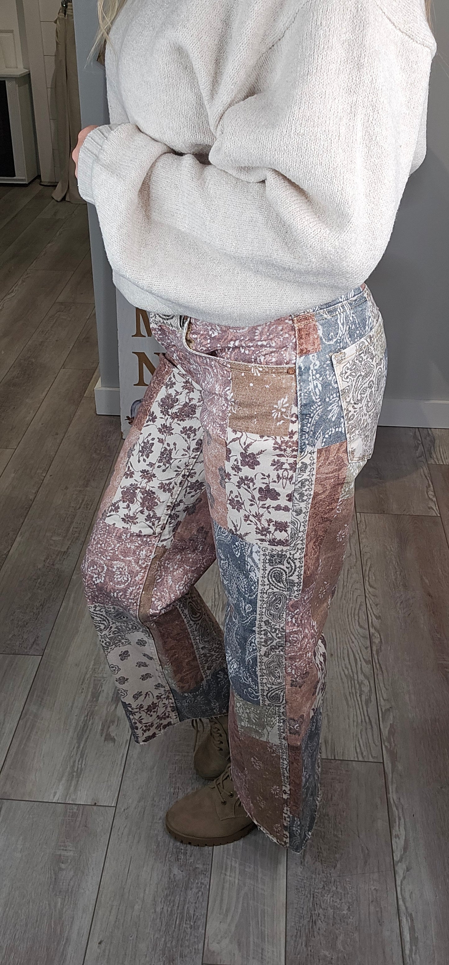 Risen Earth Block Wide Leg Jeans