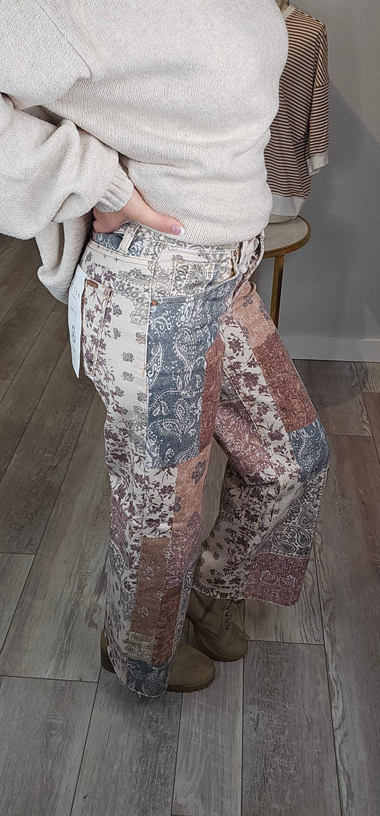 Risen Earth Block Wide Leg Jeans